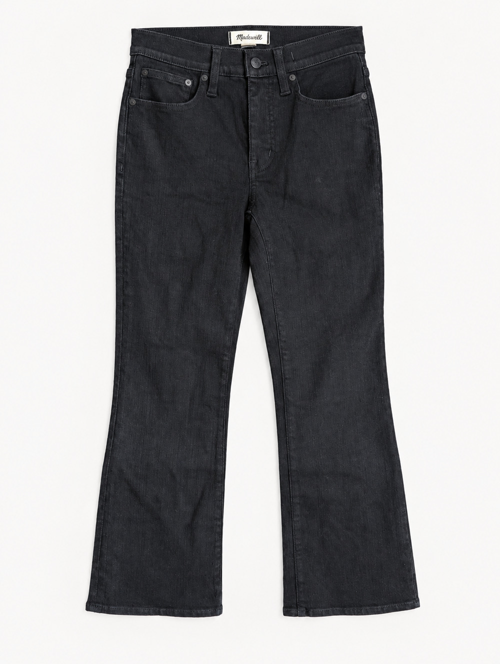 Madewell Mid Rise Kick Out Jeans Womens 26 Black Ankle NM320 NWT